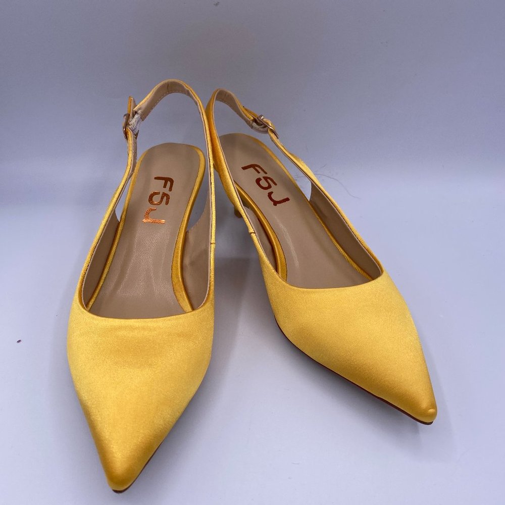 FSJ Classic Slingback Pumps Low Kitten Mid Heels
